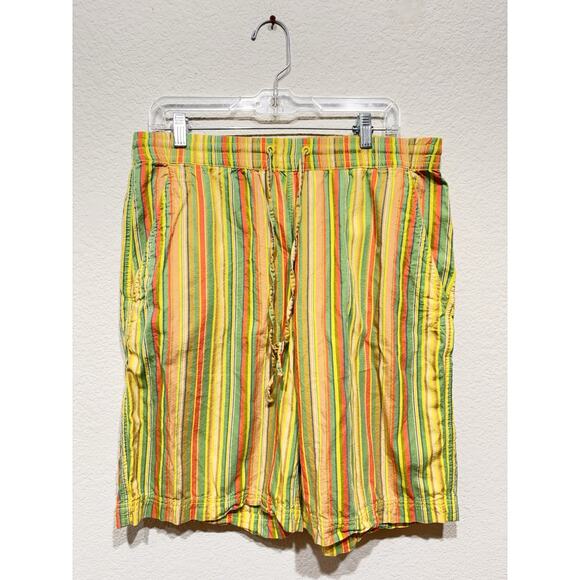 Free people striped shorts medium women’s drawstring Green Orange - Picture 1 of 5